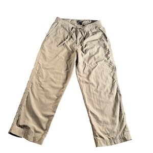 REI UPF 50 Women Tan Lightweight Drawstring Cargo Pants Hiking Outdoor Size 12